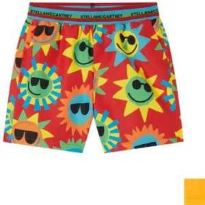 Boys Red Sun Print Swim Shorts