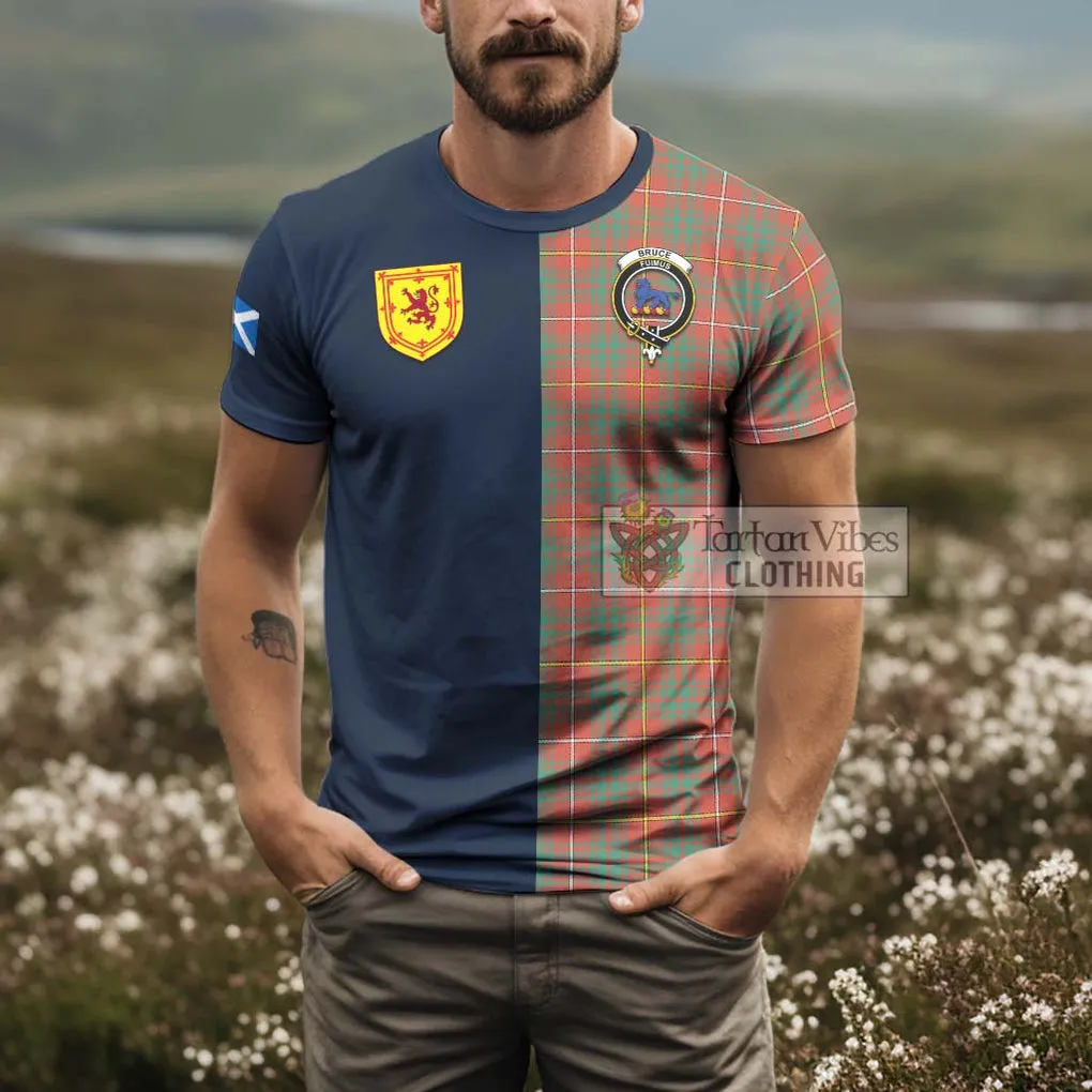 Bruce Ancient Tartan T-Shirt Alba with Scottish Lion Royal Arm Half Style