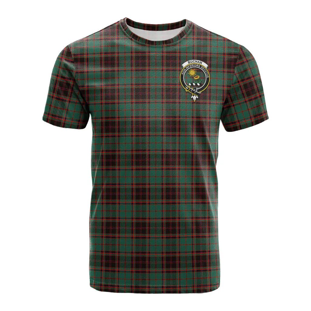 Buchan Ancient Tartan T-Shirt with Family Crest