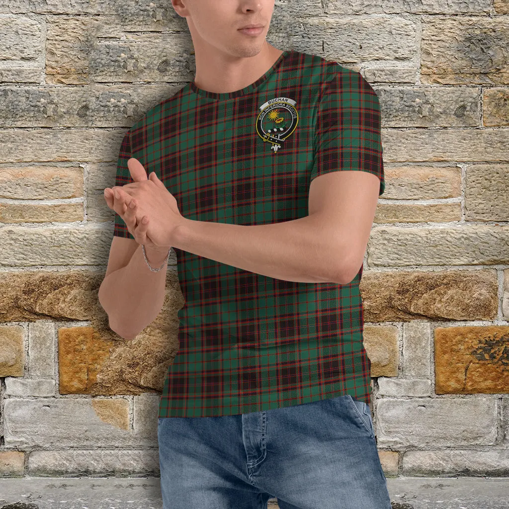 Buchan Ancient Tartan T-Shirt with Family Crest