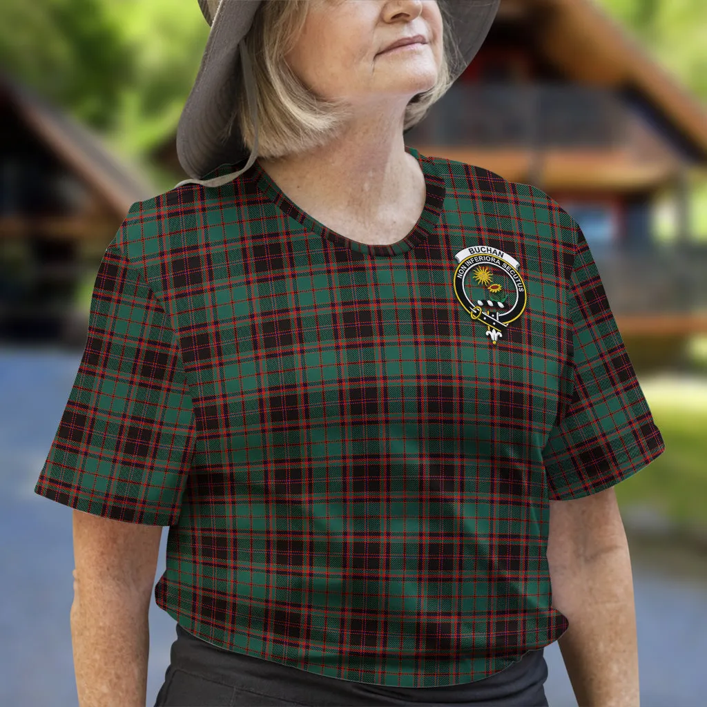 Buchan Ancient Tartan T-Shirt with Family Crest