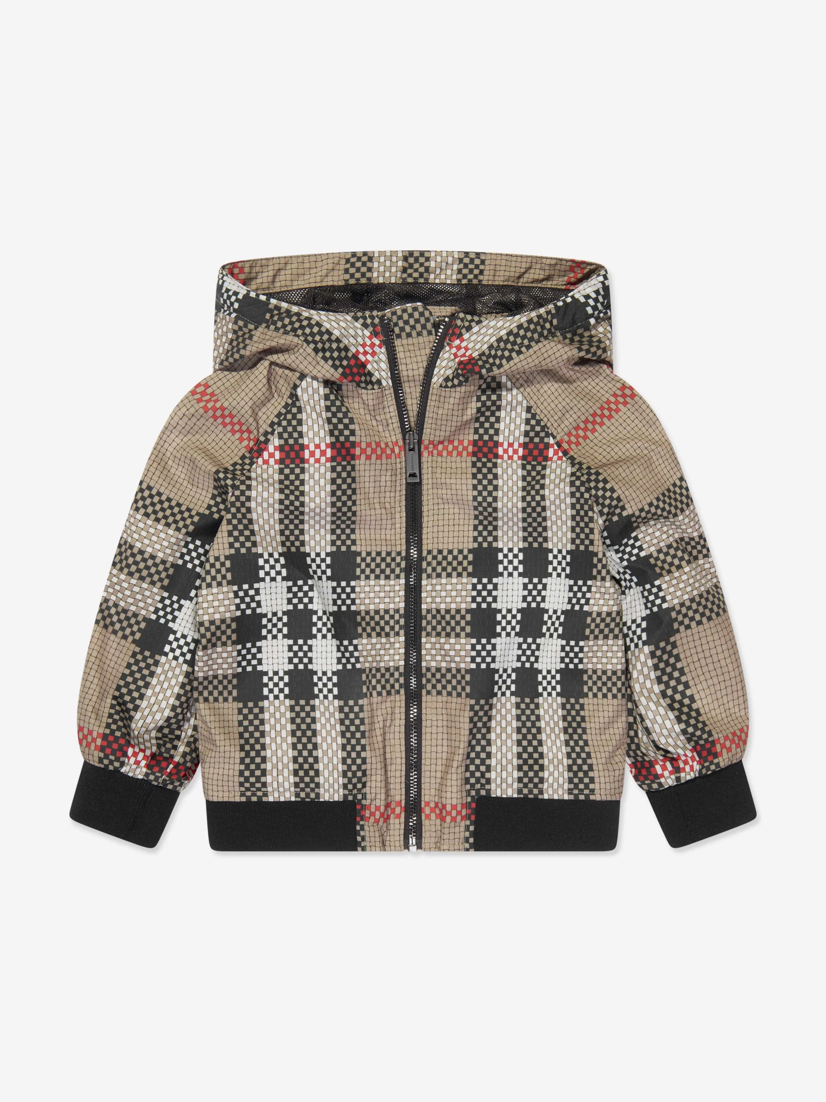 Burberry Baby Boys Mini Troy Zip Up in Archive Beige Check