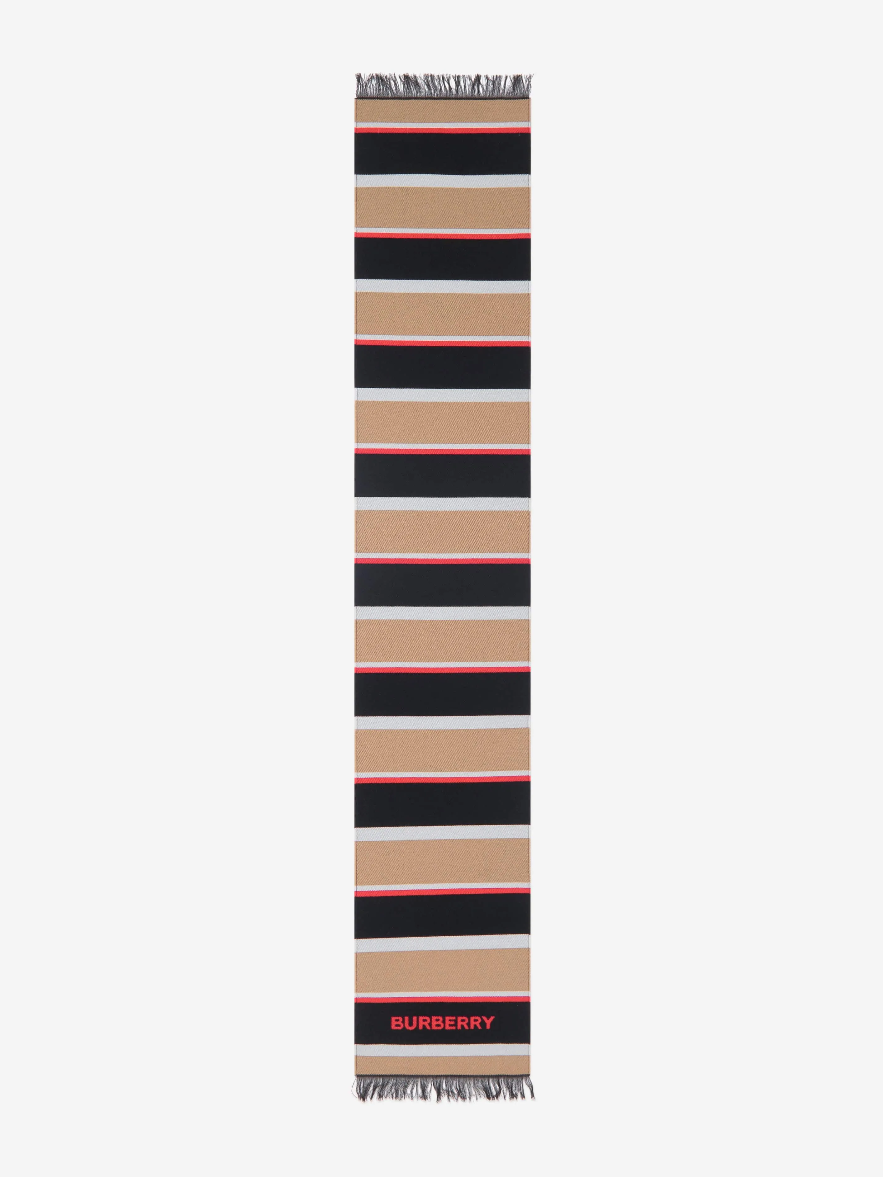 Burberry Kids Icon Rugby Stripe Scarf in Beige