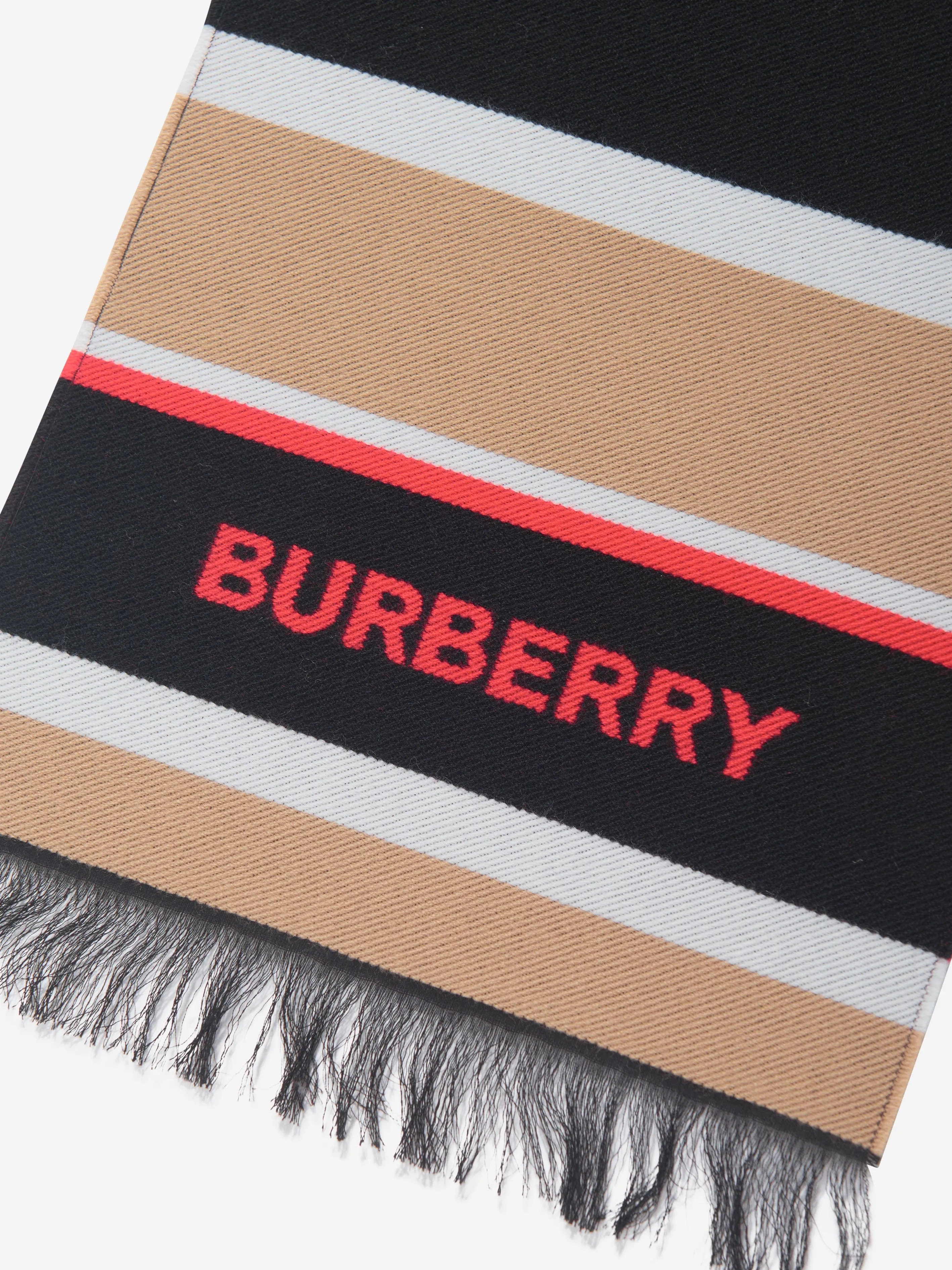 Burberry Kids Icon Rugby Stripe Scarf in Beige