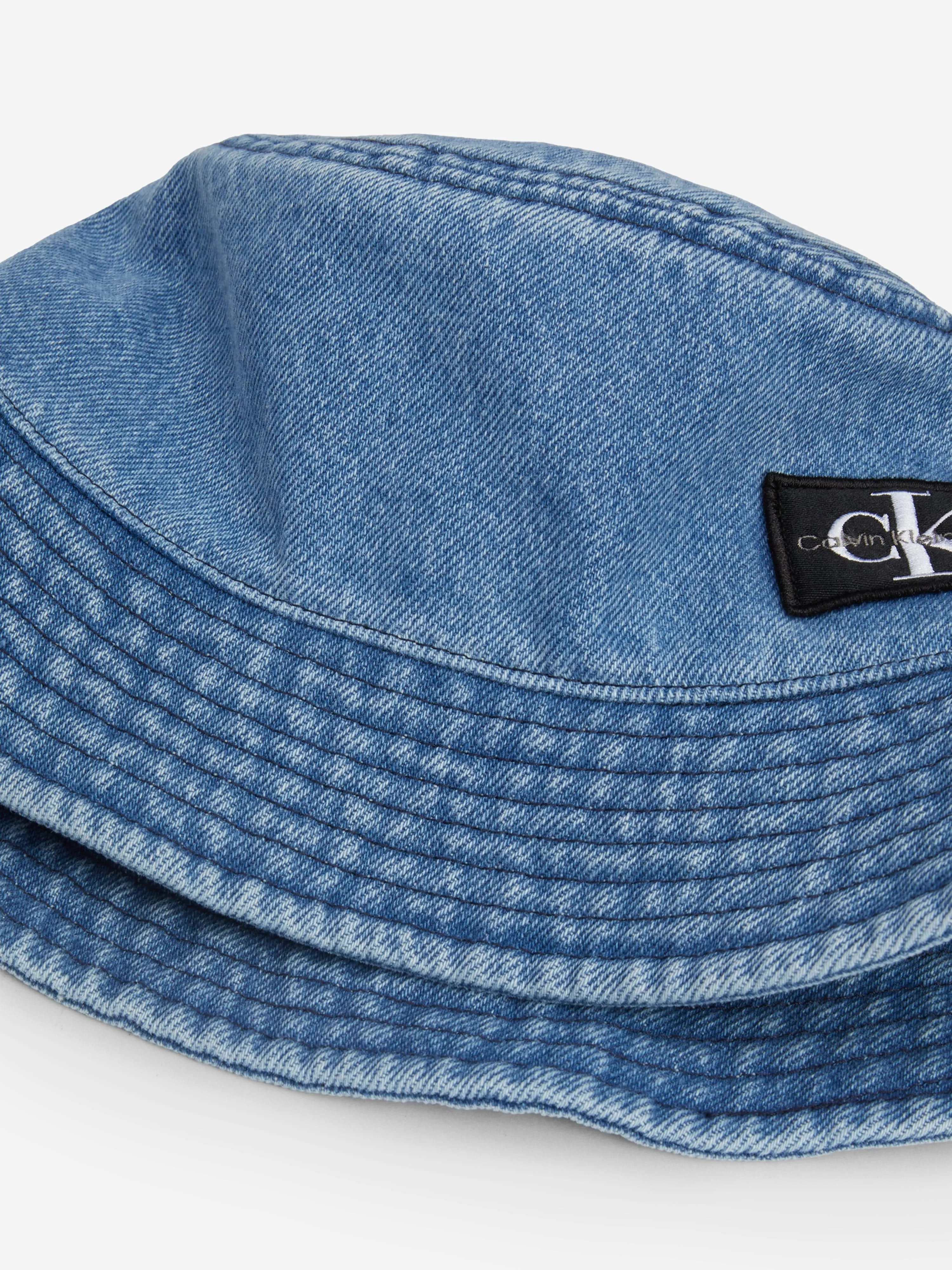 Calvin Klein Kids Denim Bucket Hat in Blue