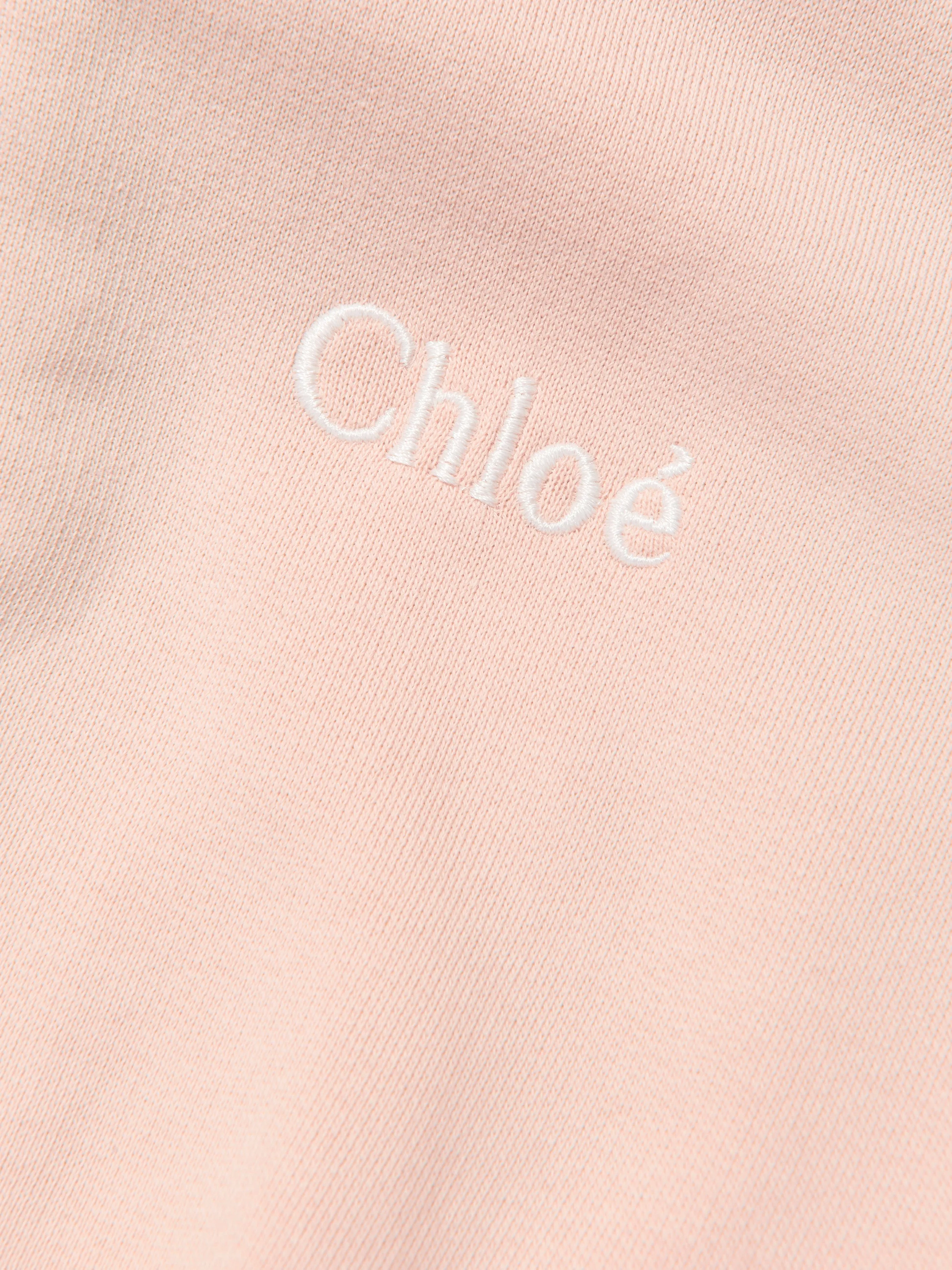 Chloé Girls Organic Cotton Hooded Playsuit in Pink