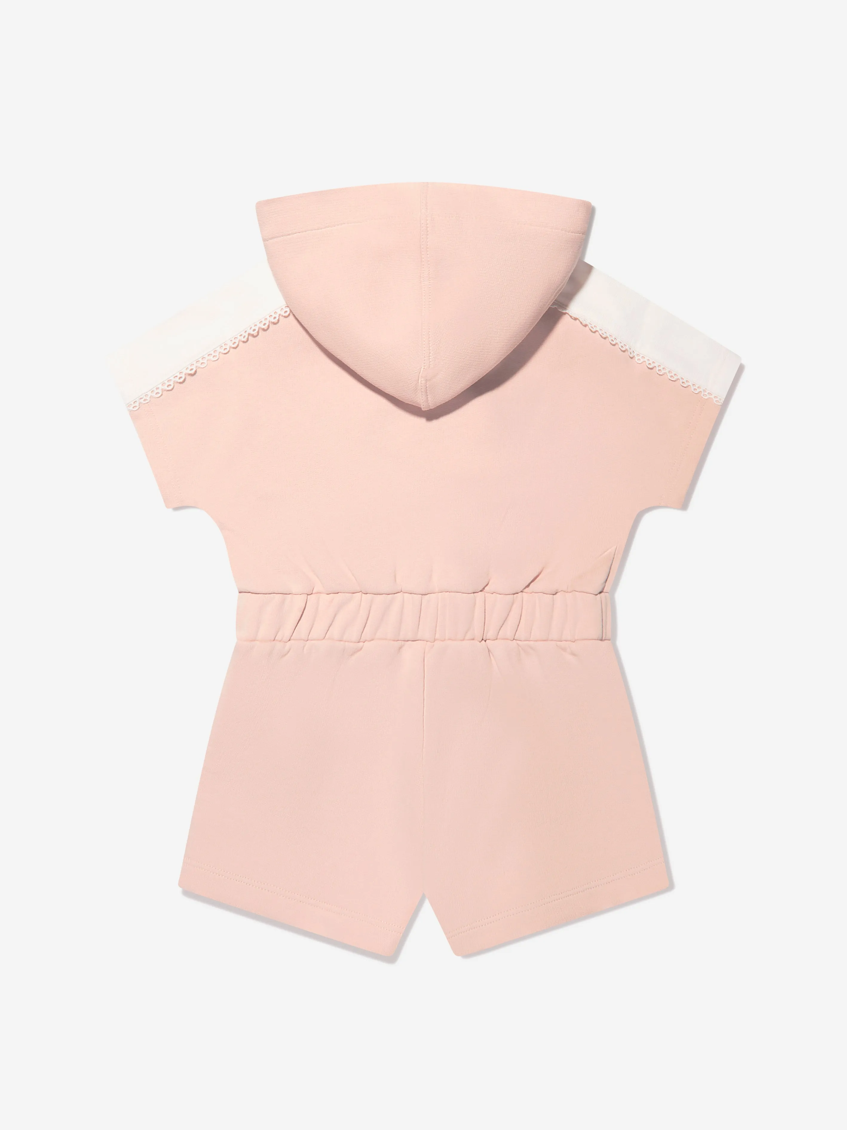 Chloé Girls Organic Cotton Hooded Playsuit in Pink