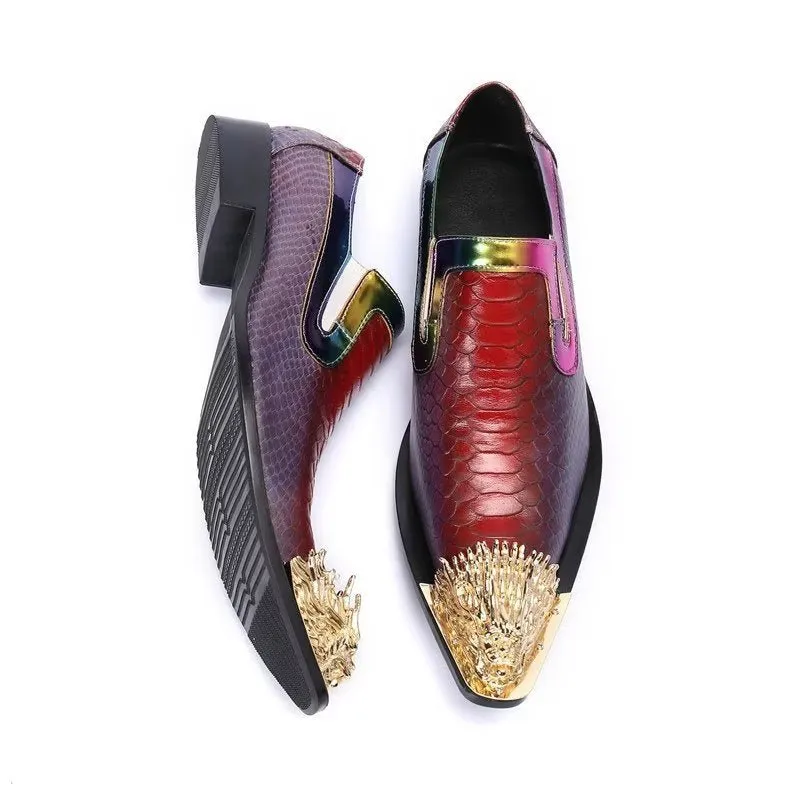 CrocLuxury Exquisite Crocodile Texture Leather Slip-on Shoes