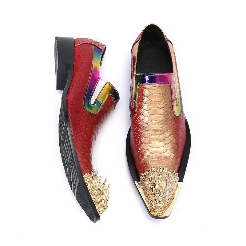 CrocLuxury Exquisite Crocodile Texture Leather Slip-on Shoes