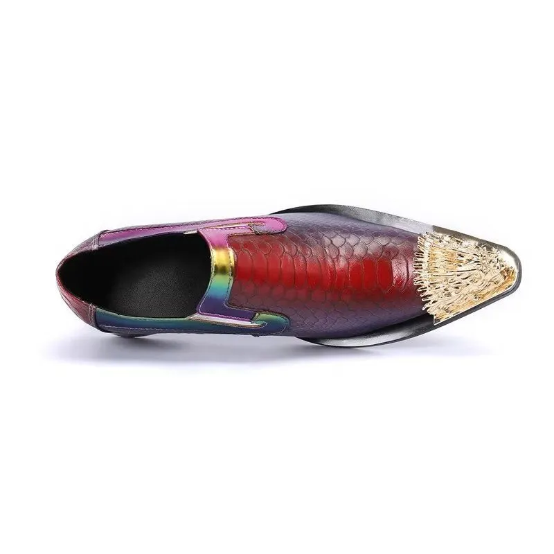 CrocLuxury Exquisite Crocodile Texture Leather Slip-on Shoes