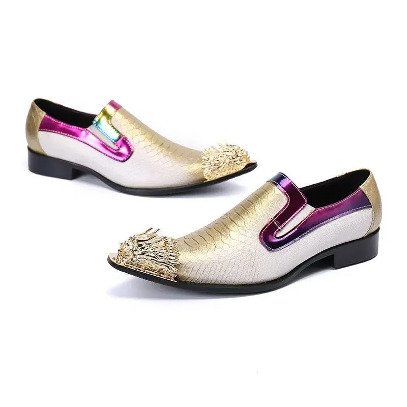 CrocLuxury Exquisite Crocodile Texture Leather Slip-on Shoes