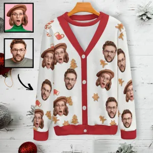 Custom Face Christmas Decorations Pattern Fake Cardigan Unisex Crew Neck Sweater