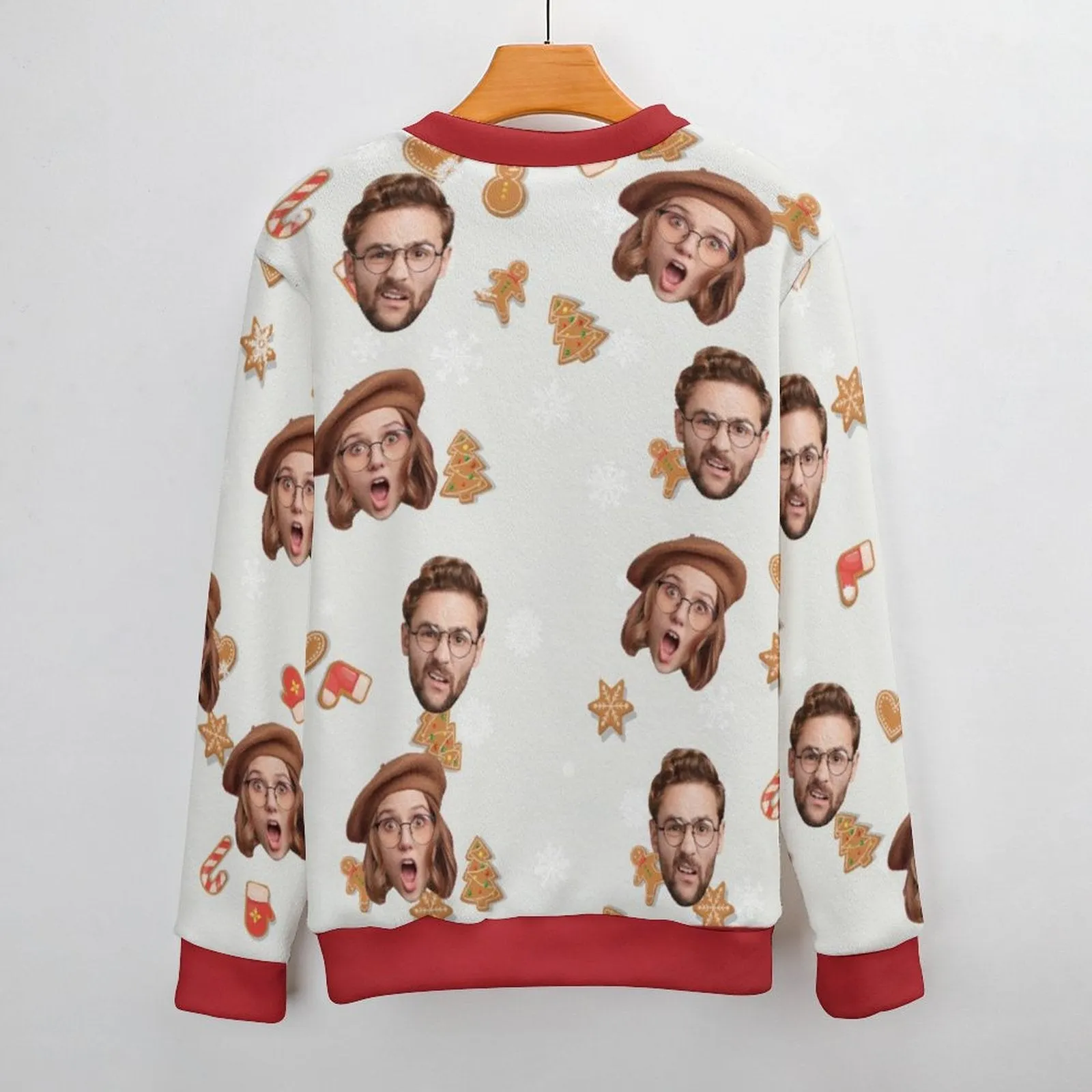 Custom Face Christmas Decorations Pattern Fake Cardigan Unisex Crew Neck Sweater