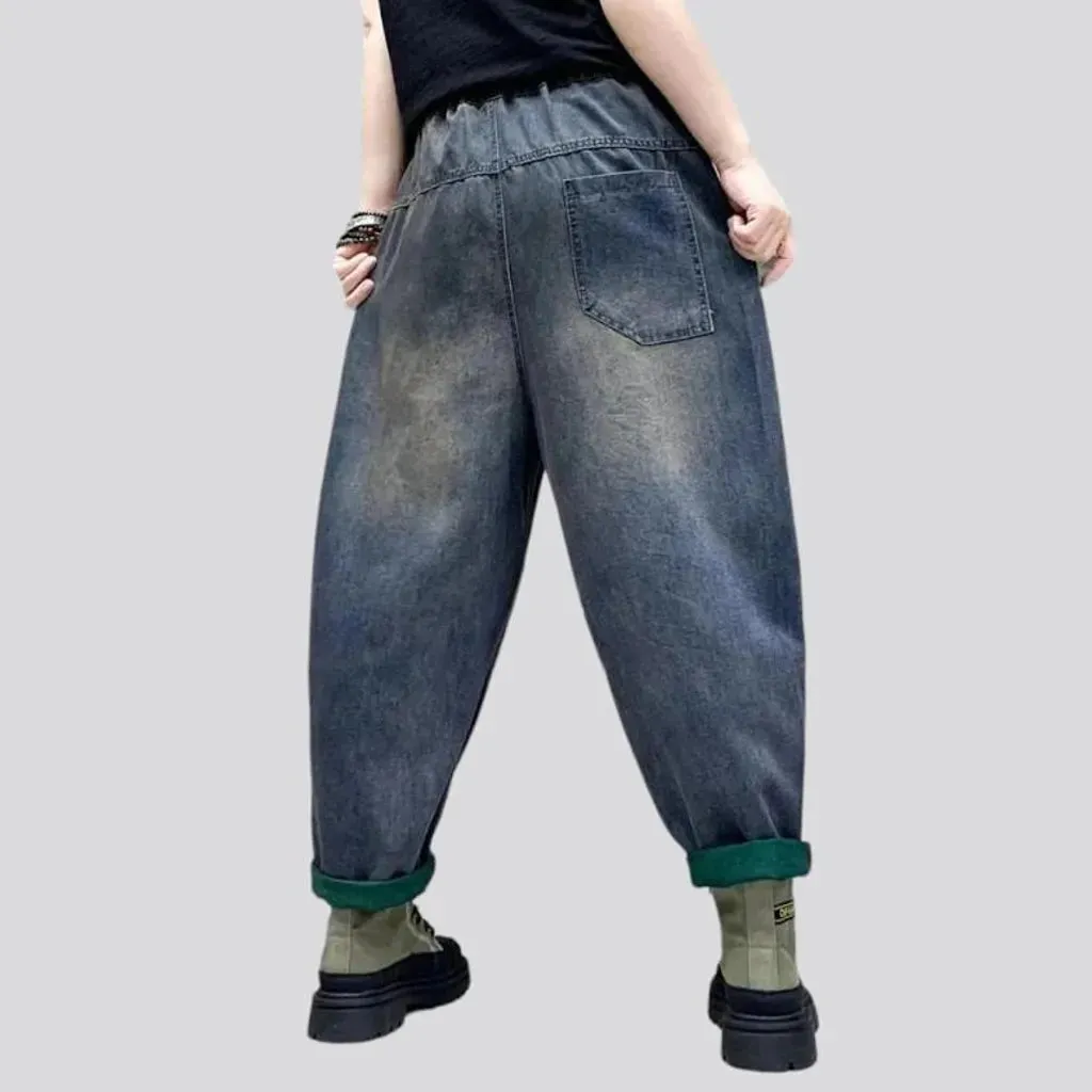 Distressed vintage denim pants for women