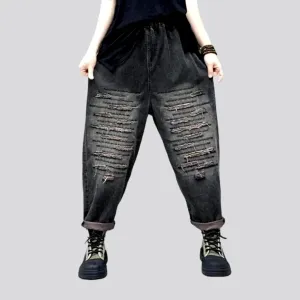 Distressed vintage denim pants for women