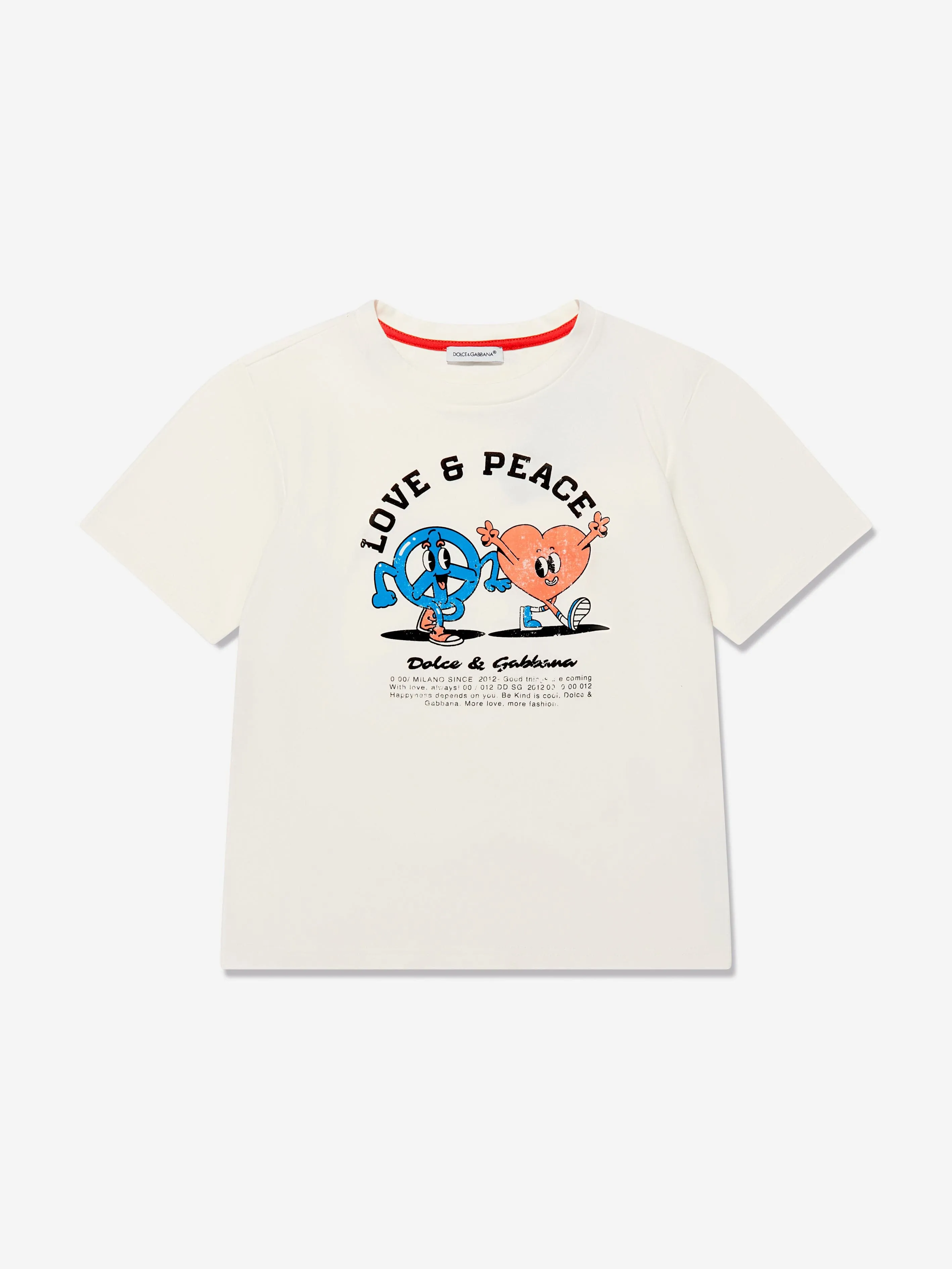 Dolce & Gabbana Boys Cotton Love And Peace T-Shirt