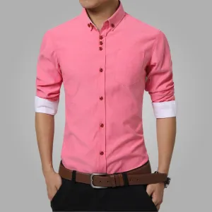 Dress Shirts Cotton Solid Casual Shirt Men