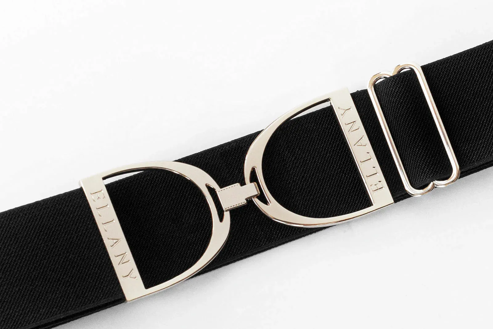 ELLANY - Black - 2" Silver Stirrup Elastic Belt