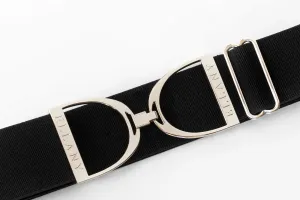 ELLANY - Black - 2" Silver Stirrup Elastic Belt