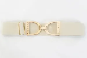 ELLANY - Buttercream - 1.5" Gold Stirrup Elastic Belt