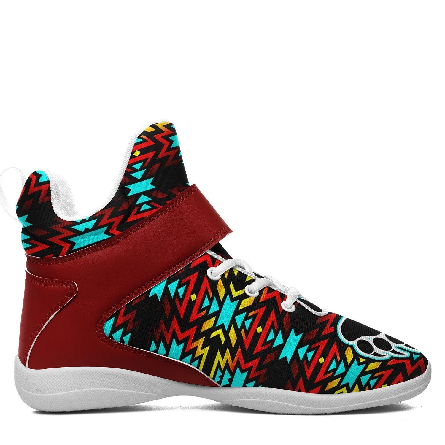 Fire Colors and Turquoise Bearpaw Ipottaa Basketball / Sport High Top Shoes - White Sole