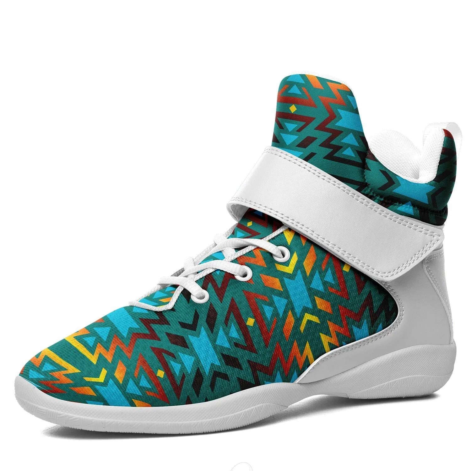 Fire Colors and Turquoise Teal Ipottaa Basketball / Sport High Top Shoes