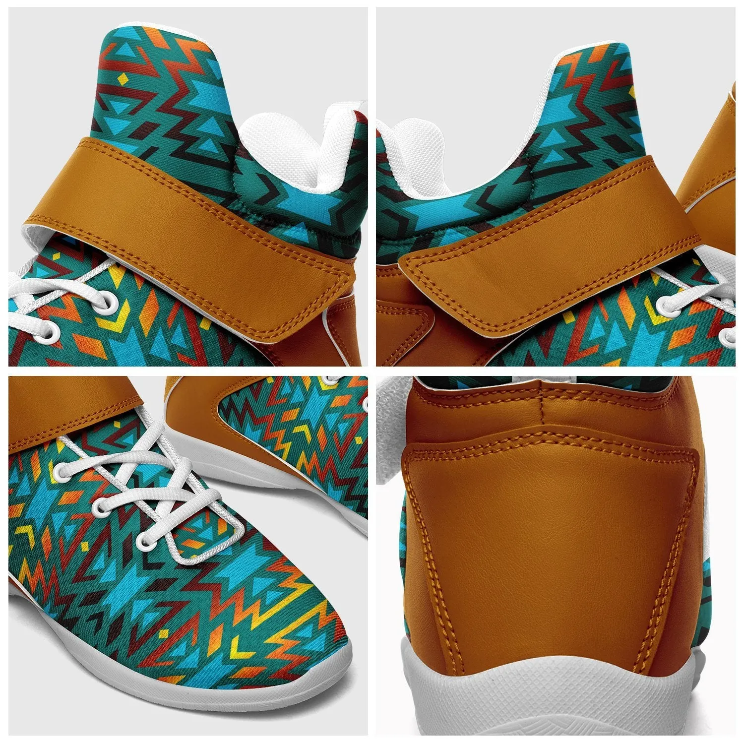 Fire Colors and Turquoise Teal Ipottaa Basketball / Sport High Top Shoes