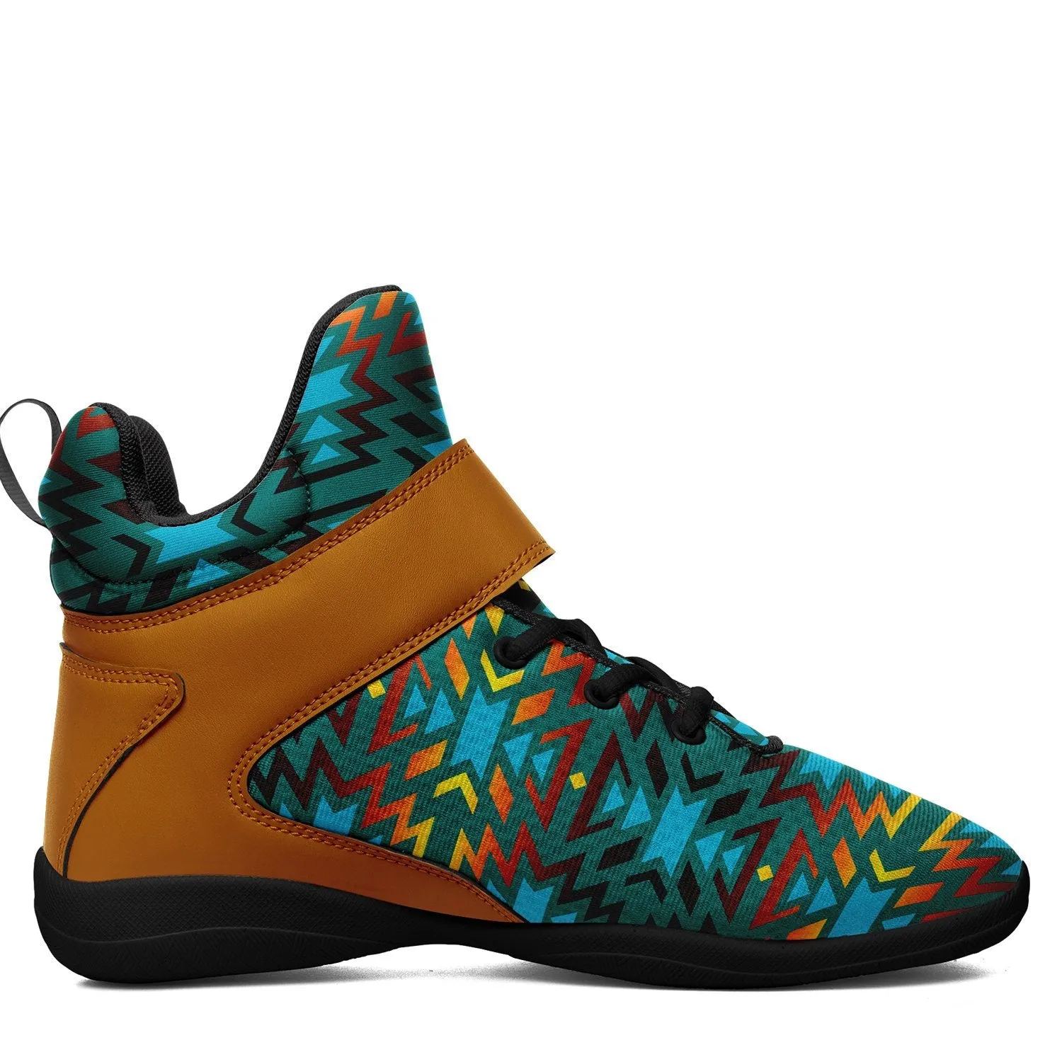 Fire Colors and Turquoise Teal Ipottaa Basketball / Sport High Top Shoes