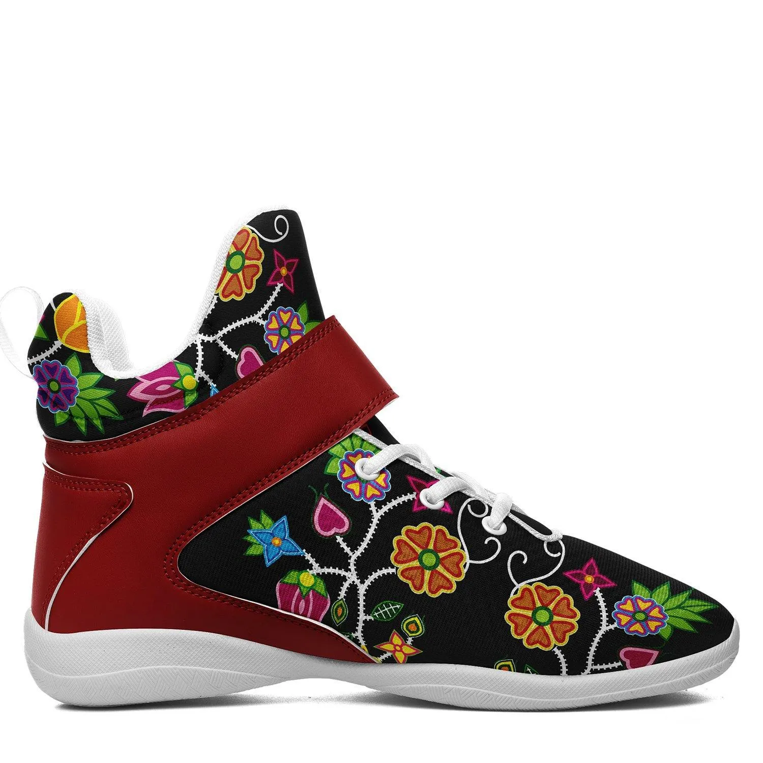 Floral Beadwork Ipottaa Basketball / Sport High Top Shoes - White Sole