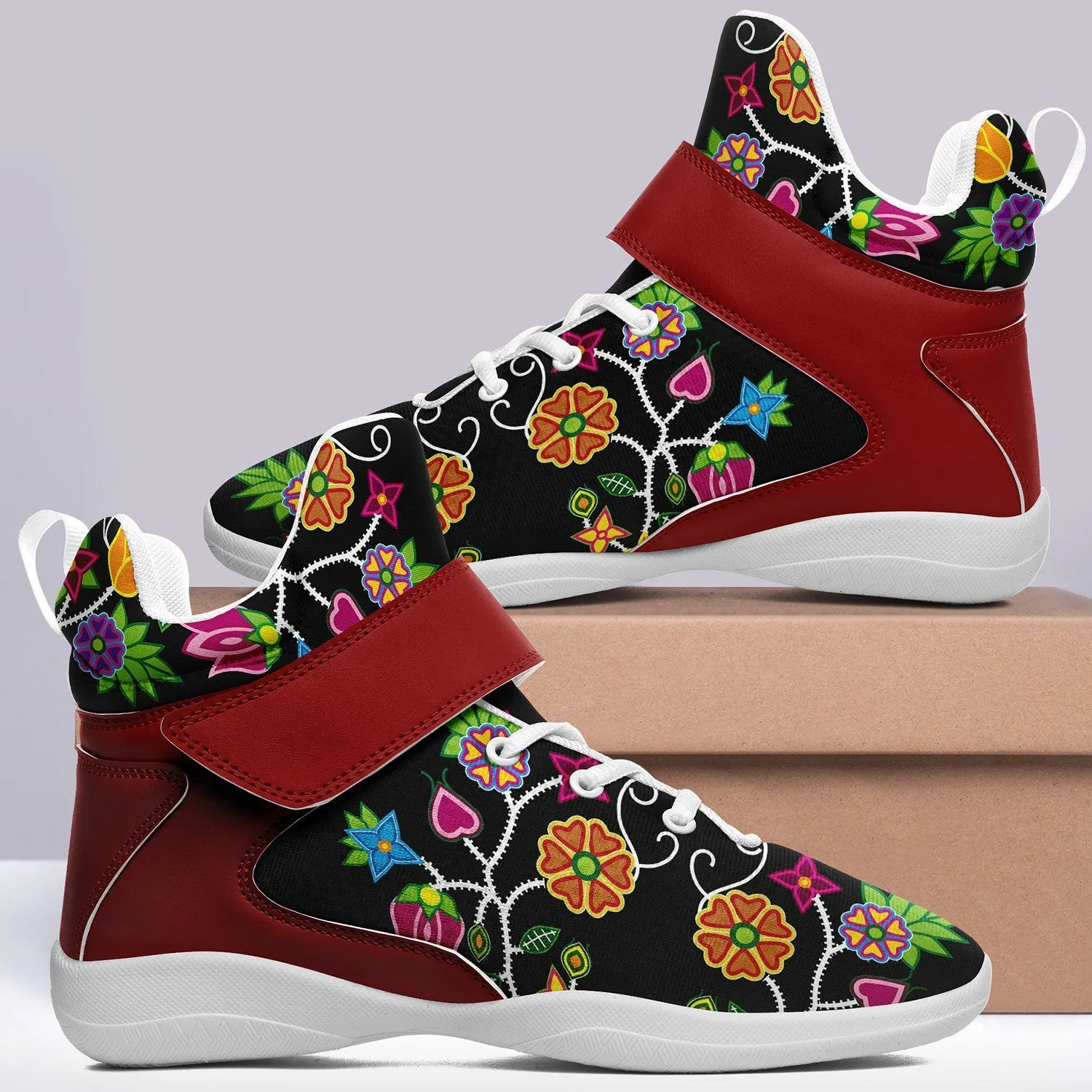 Floral Beadwork Ipottaa Basketball / Sport High Top Shoes - White Sole