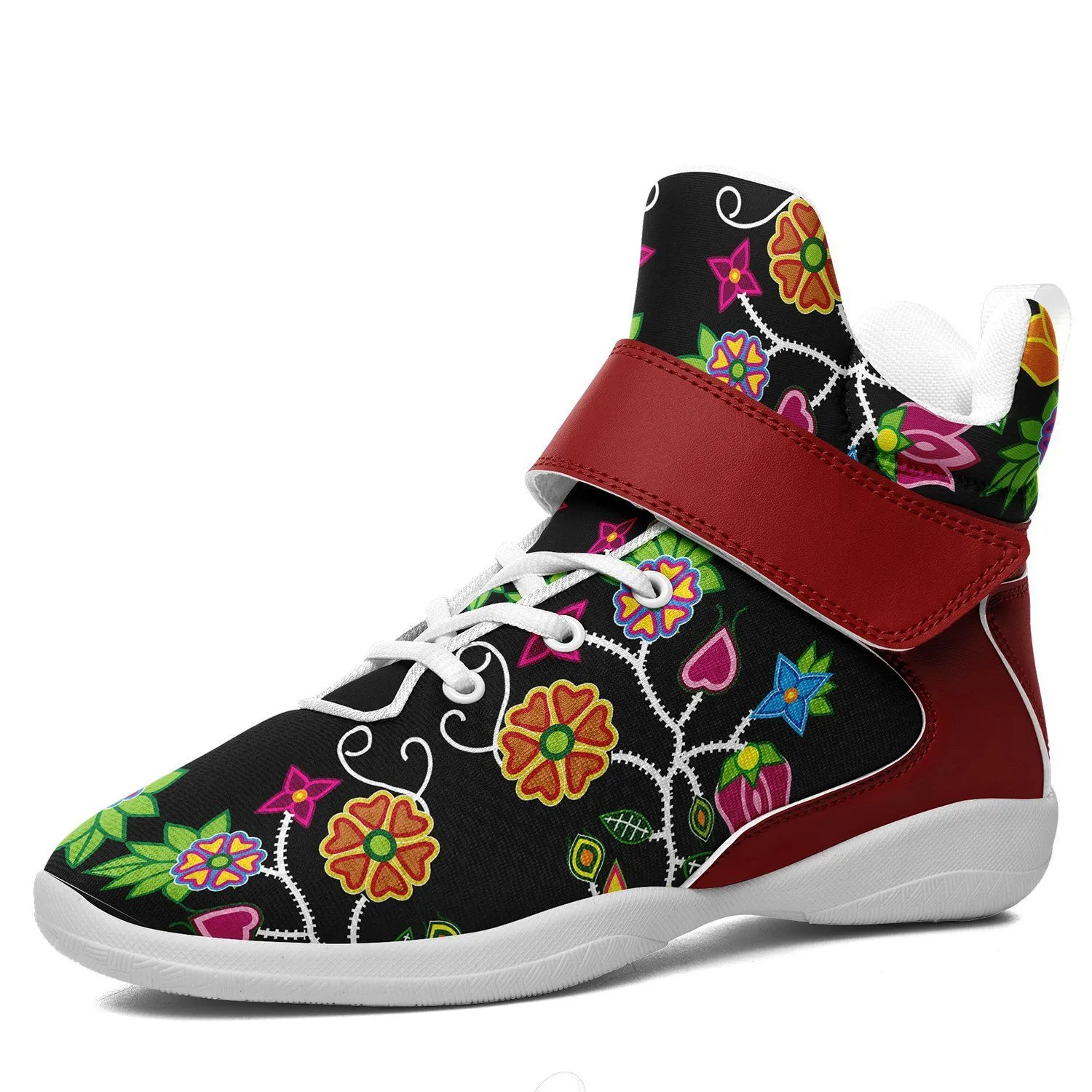 Floral Beadwork Ipottaa Basketball / Sport High Top Shoes - White Sole