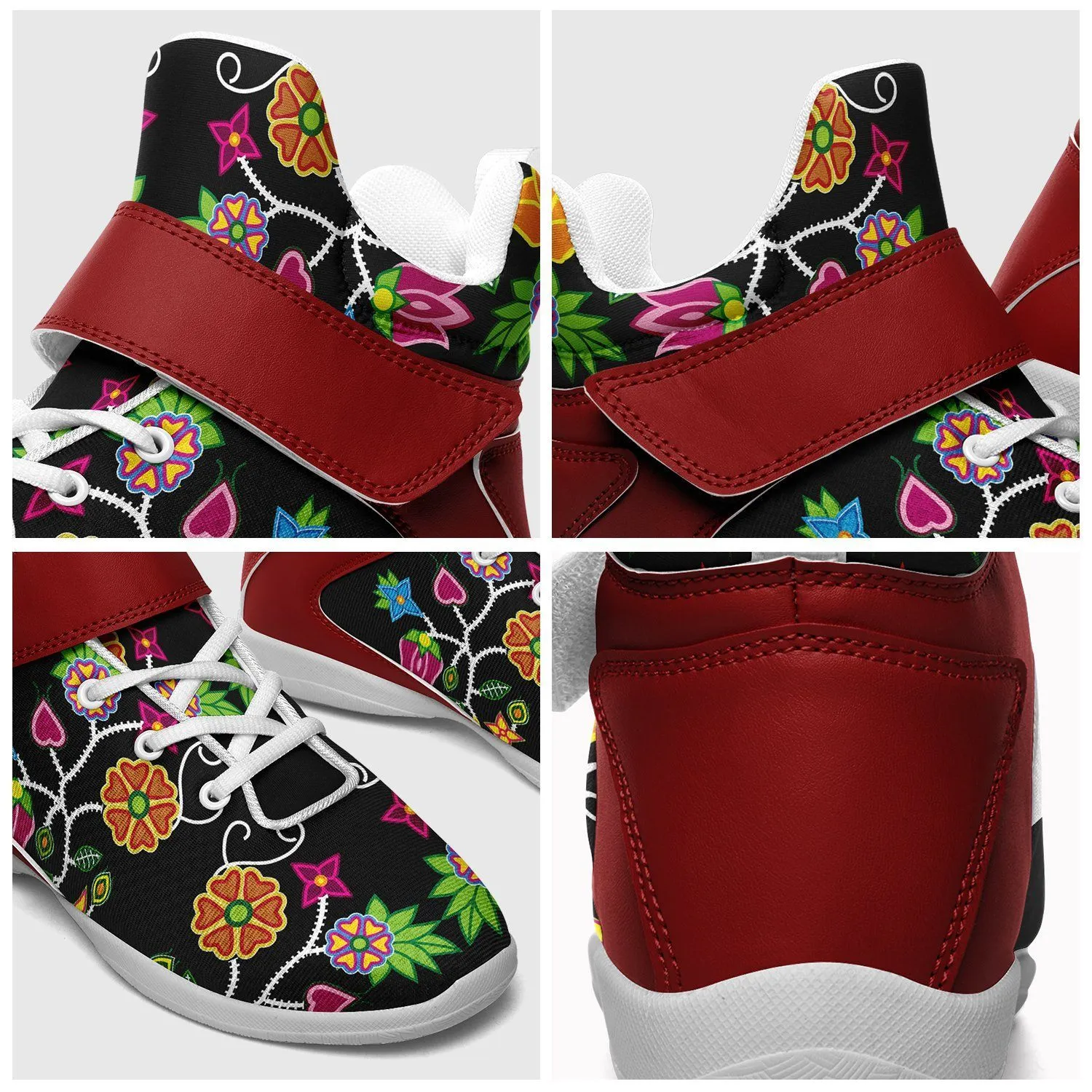 Floral Beadwork Ipottaa Basketball / Sport High Top Shoes - White Sole