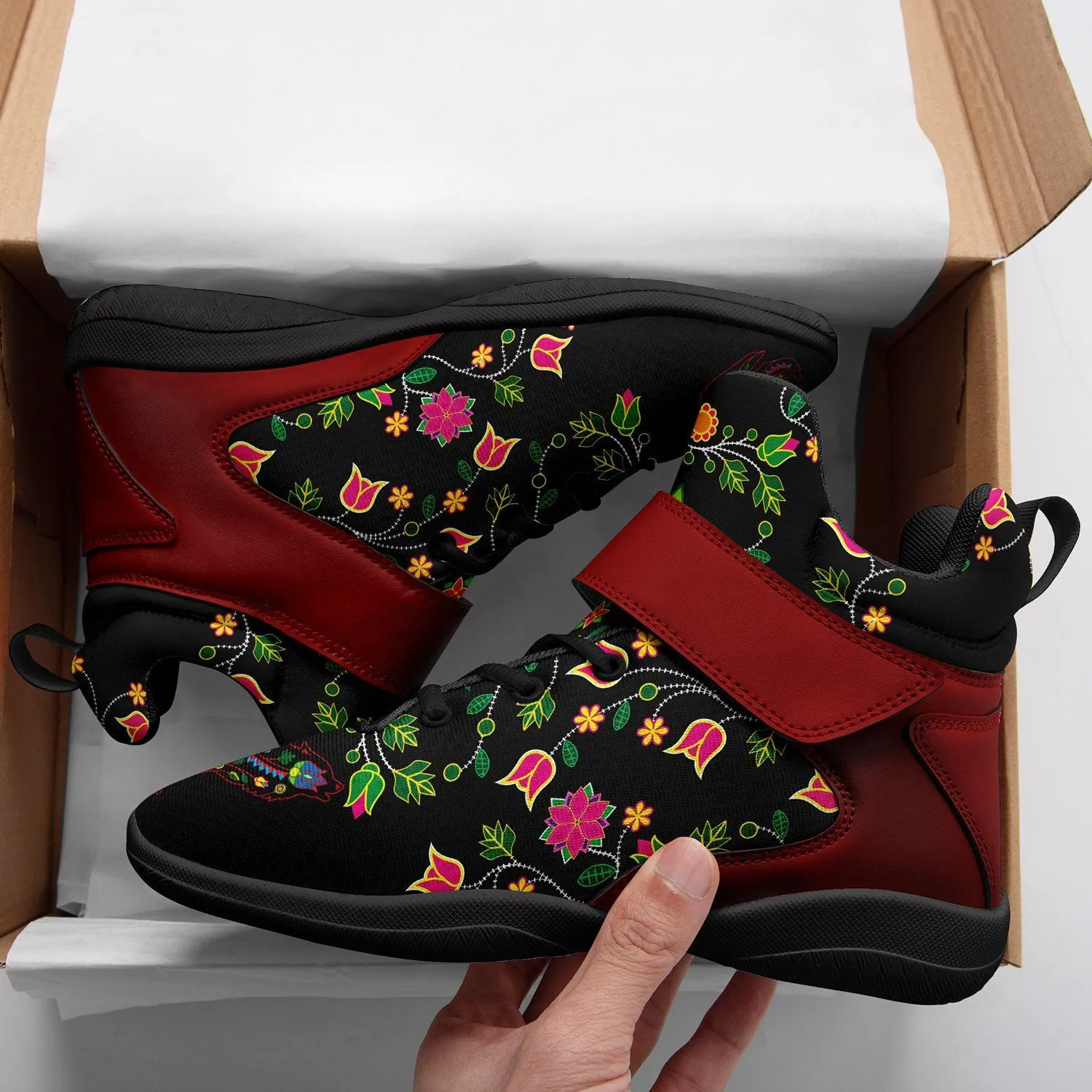 Floral Wolf Ipottaa Basketball / Sport High Top Shoes - Black Sole