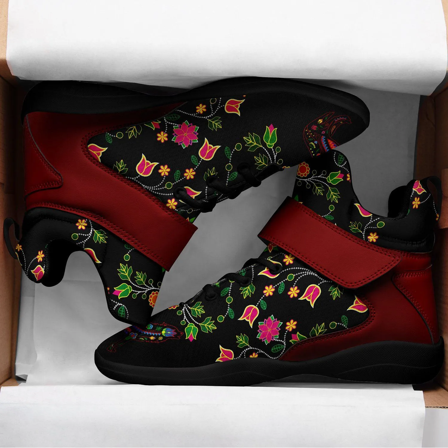 Floral Wolf Ipottaa Basketball / Sport High Top Shoes - Black Sole