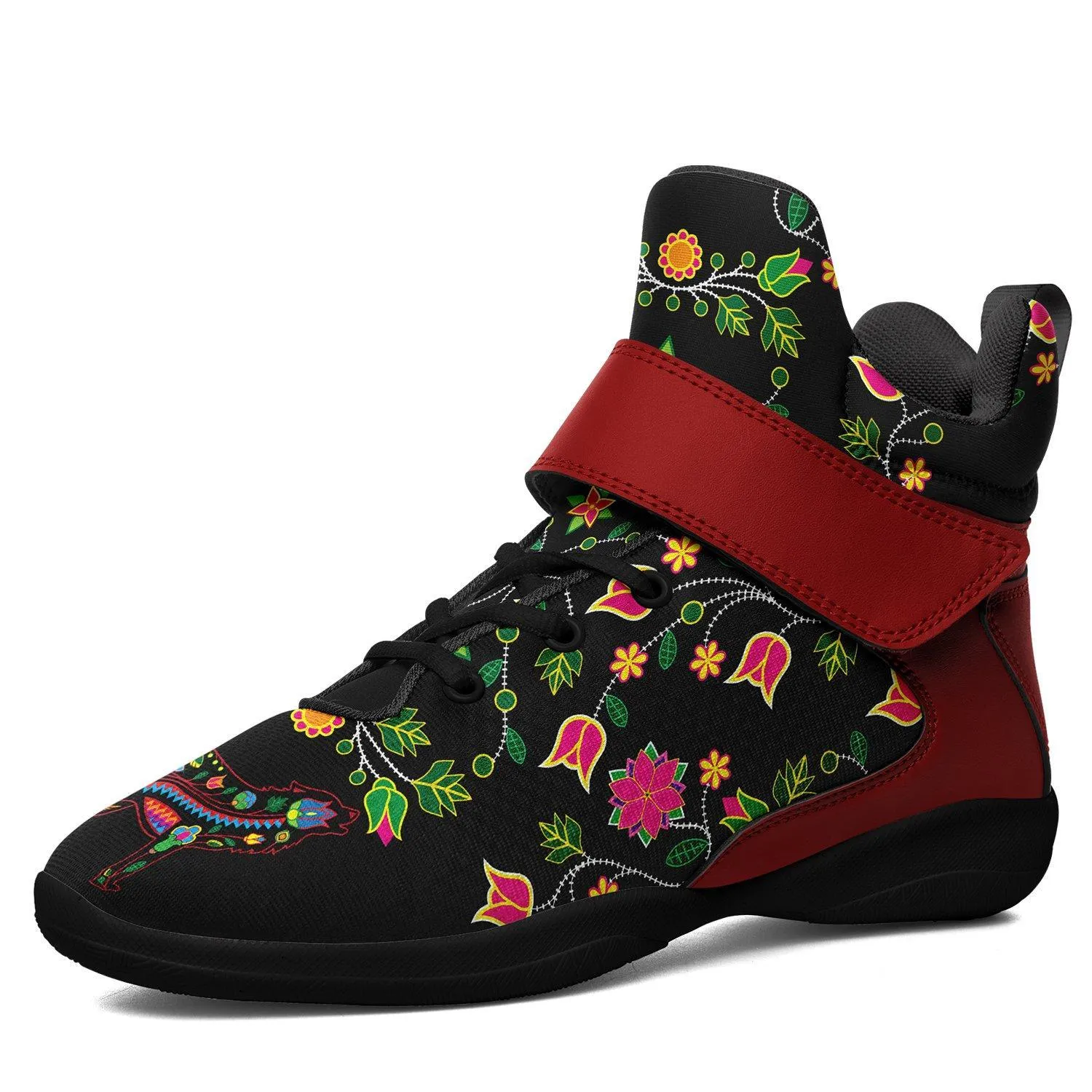 Floral Wolf Ipottaa Basketball / Sport High Top Shoes - Black Sole