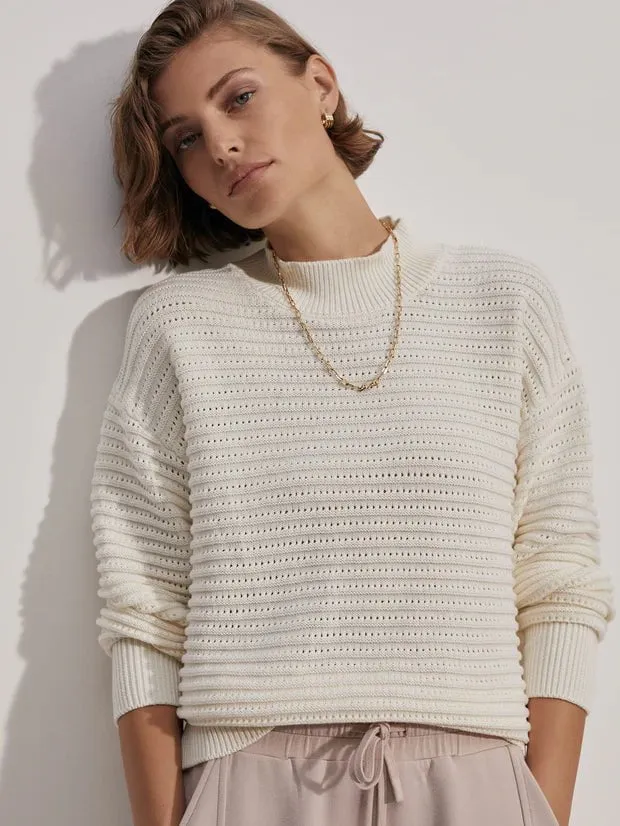 Franco Knit Crew Sweater Egret