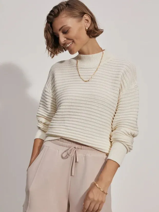 Franco Knit Crew Sweater Egret