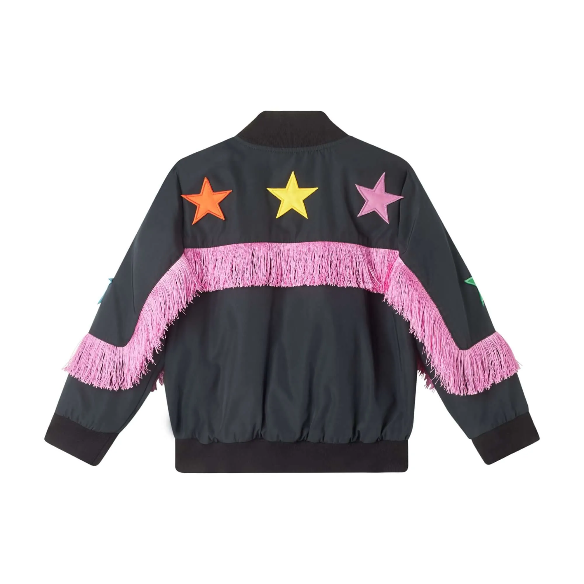 Girls Black Fringed Star Jacket