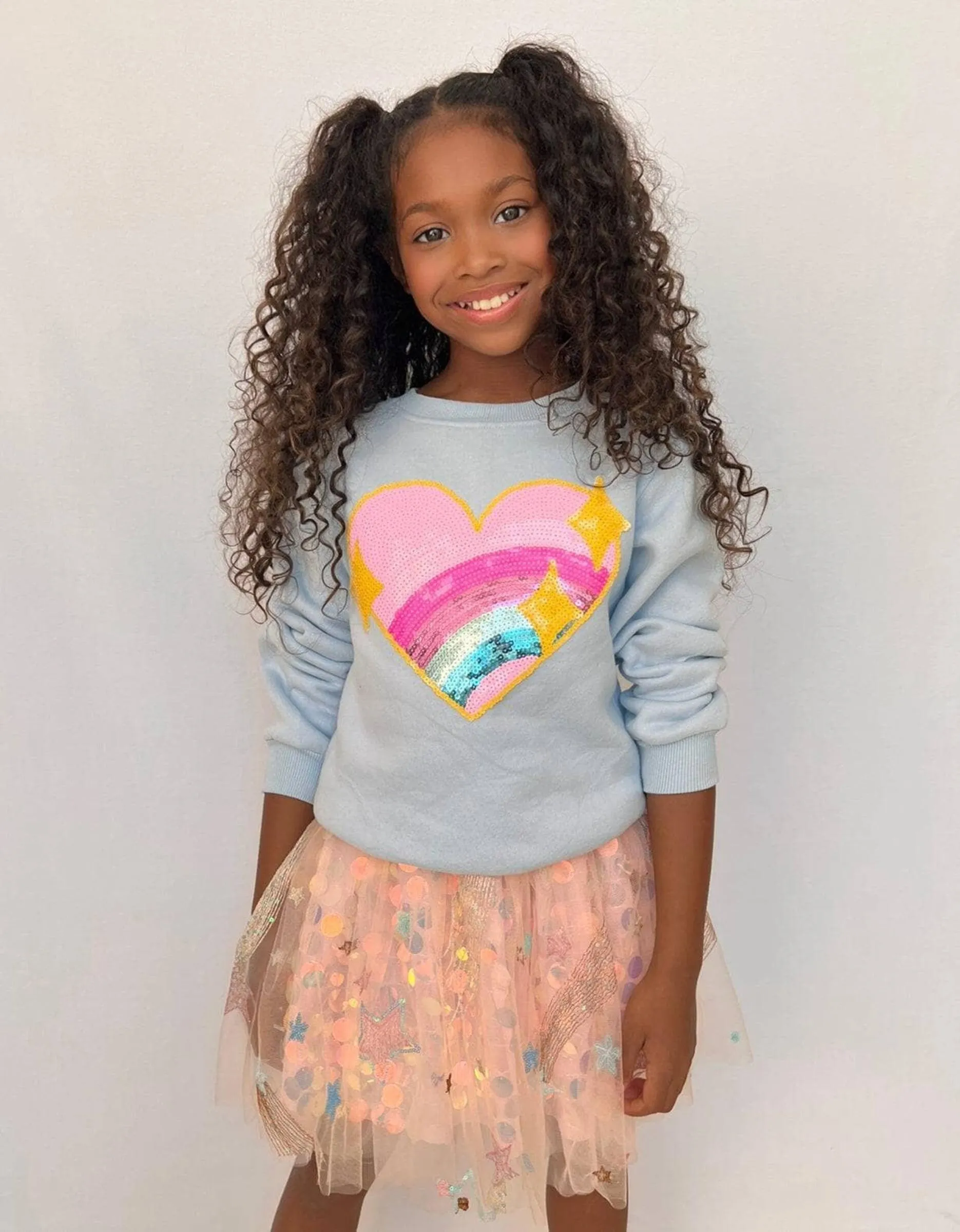 Girls Sweaters and Sweatshirts | Rainbow Sparkle Heart Sweatshirt | Lola and The Boys