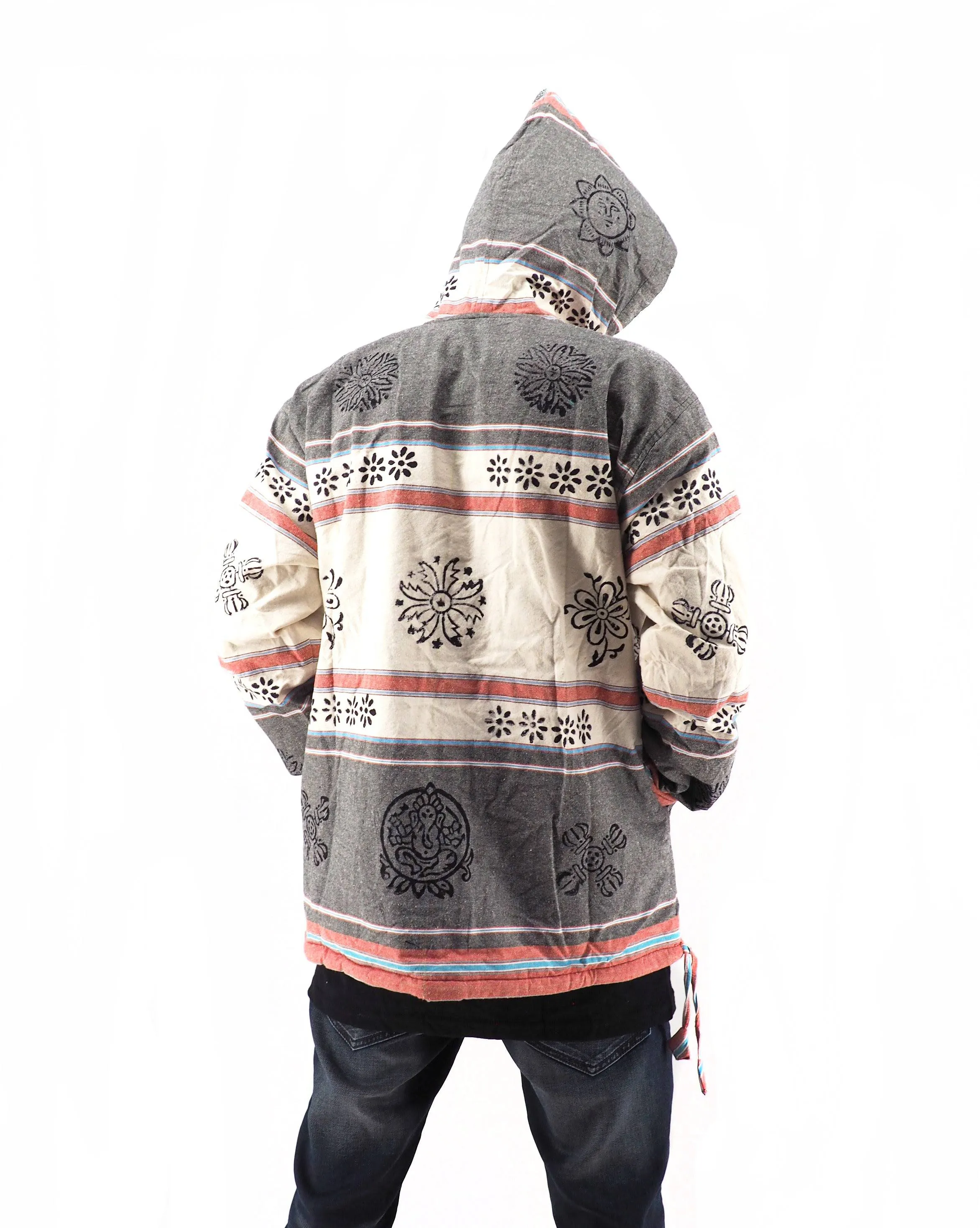 Handmade Casual Boho Cotton Unisex Jackets Hoodies Size S-M-L-XL- Gray