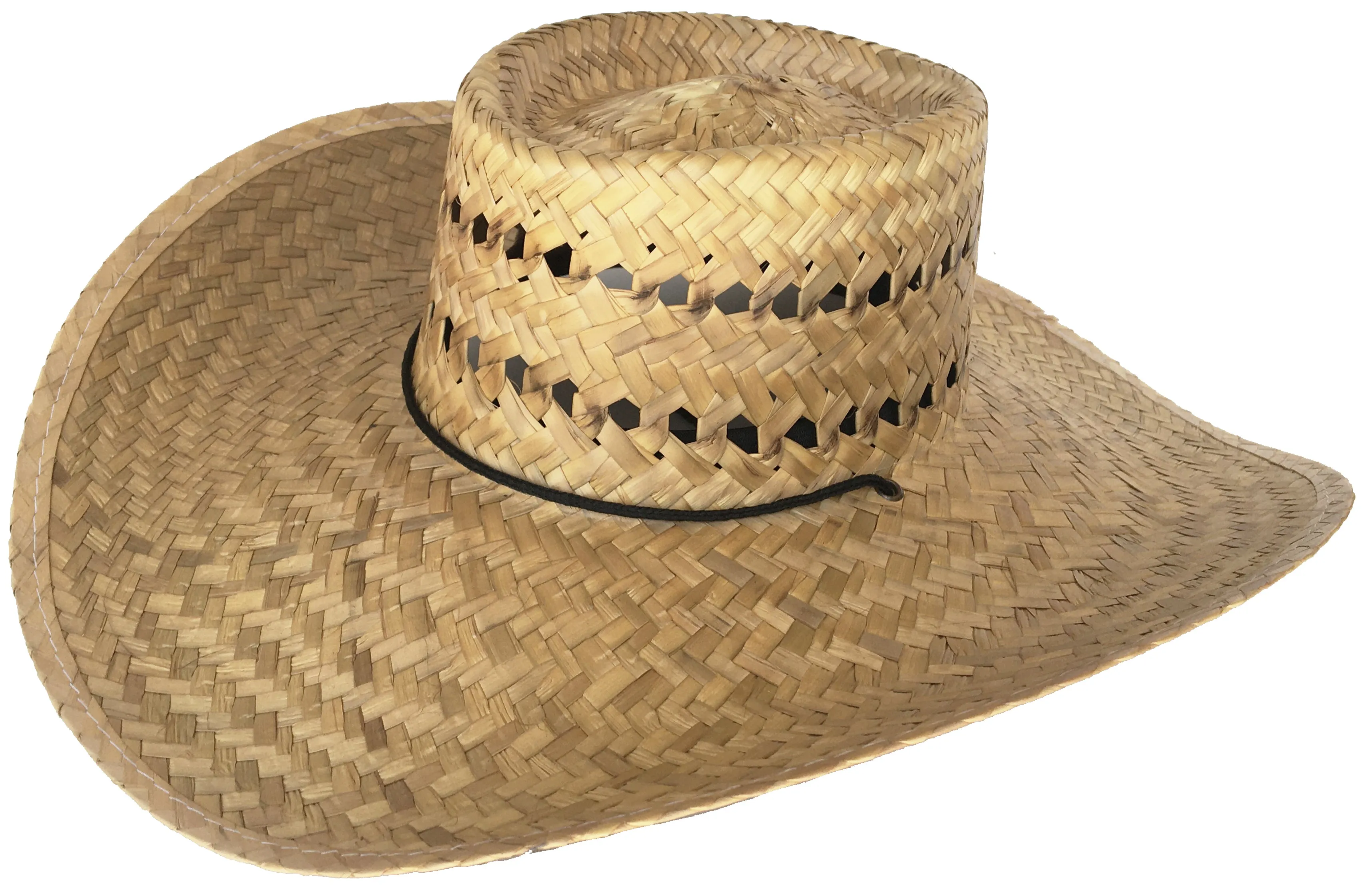 Headchange Straw Lifeguard Hat Gambler Crown 5" Brim Mexican Palm