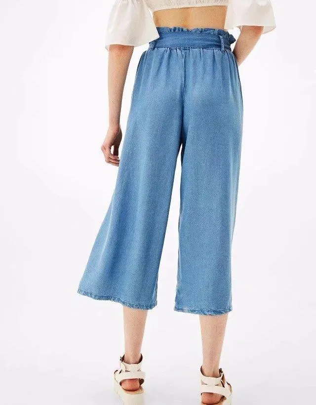 High Waist Sashes Collect Waist Wide Leg Pants