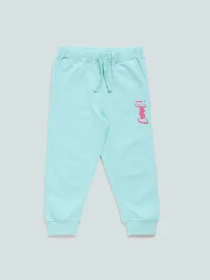 HOP Kids Mint Blue Cool Printed Joggers