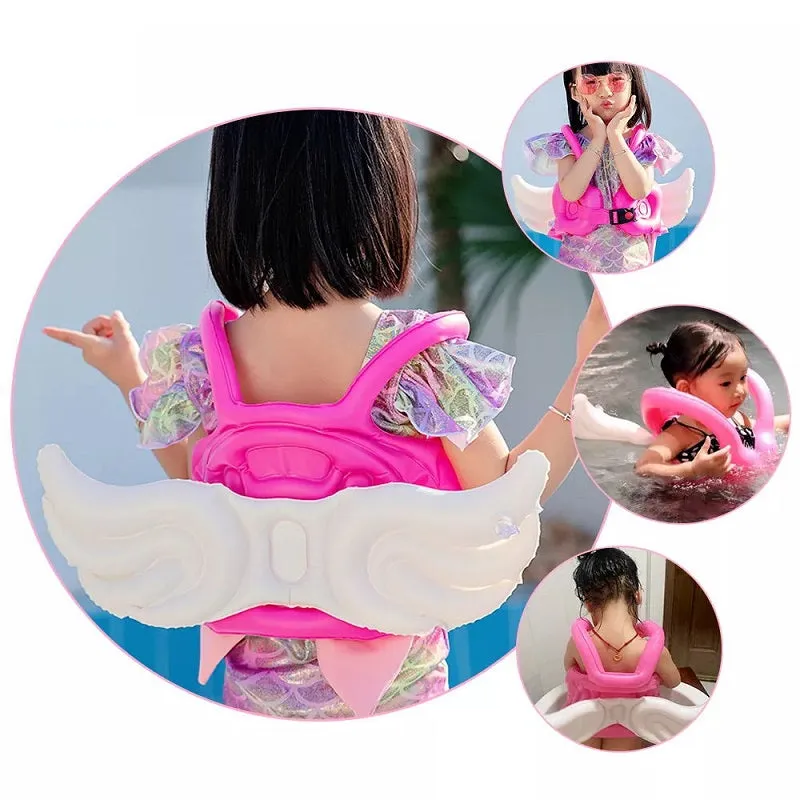 Kids Inflatable Angel Wings Swimming Vest Baby Drifting Boating Safety Jacket Floats