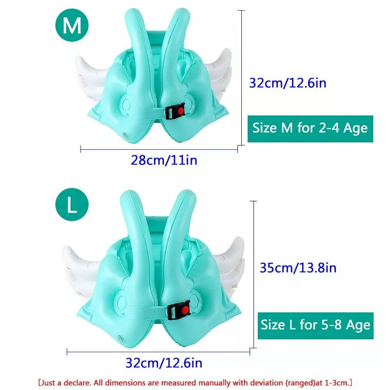 Kids Inflatable Angel Wings Swimming Vest Baby Drifting Boating Safety Jacket Floats