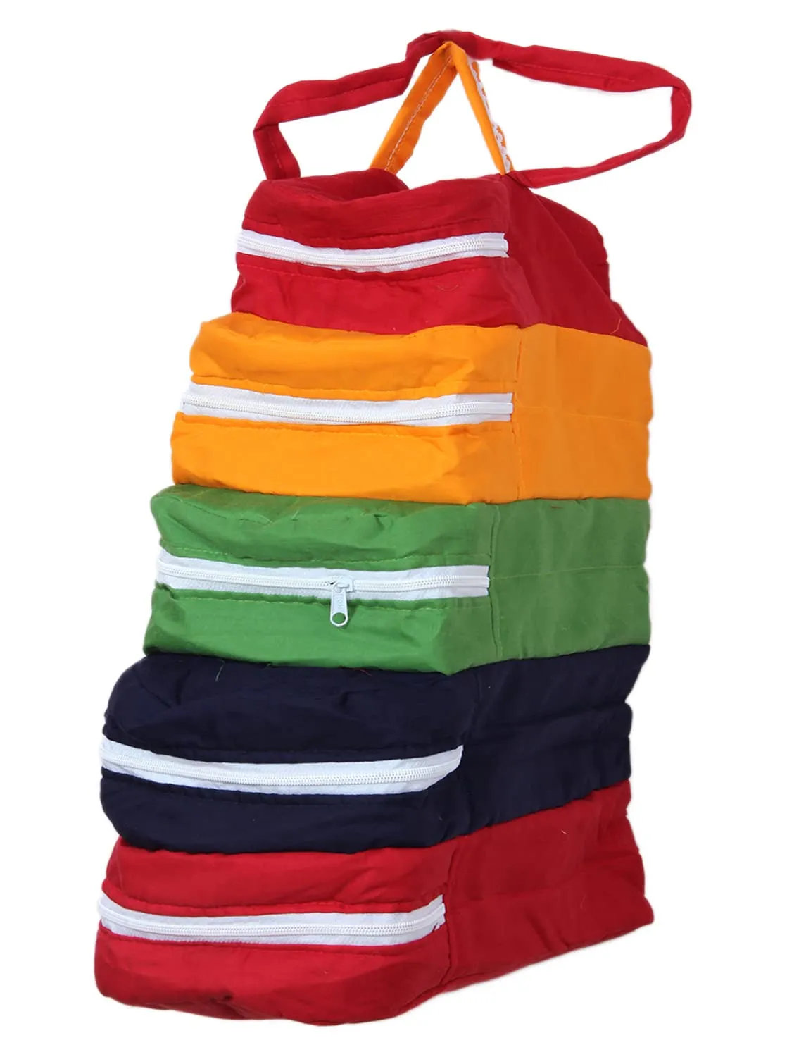 Kuber Industries Multiuses 5-Tier Hanging Cotton Shoe Organizer, Cover, Protector, Travelling Kit- Pack of 2 (Multicolour), (49KM0477)