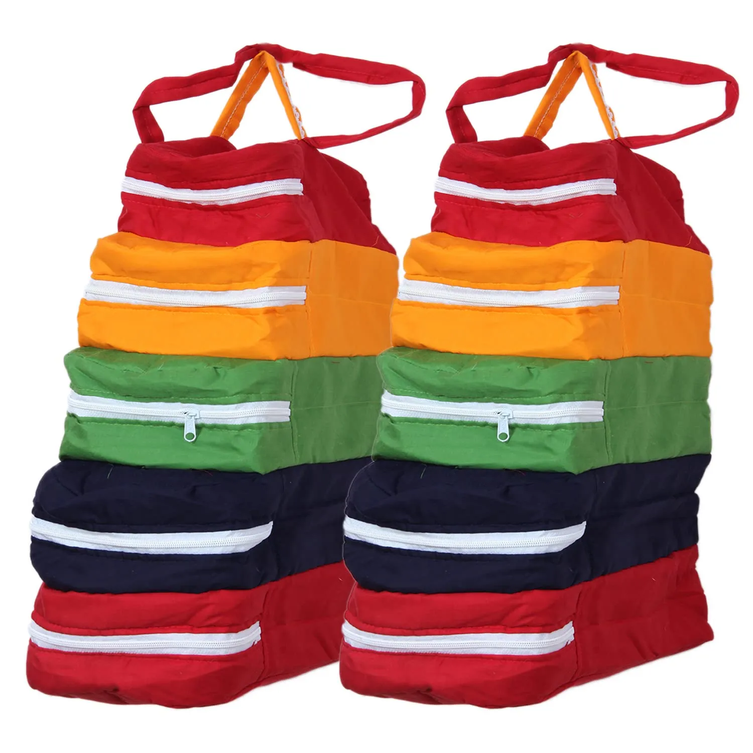 Kuber Industries Multiuses 5-Tier Hanging Cotton Shoe Organizer, Cover, Protector, Travelling Kit- Pack of 2 (Multicolour), (49KM0477)