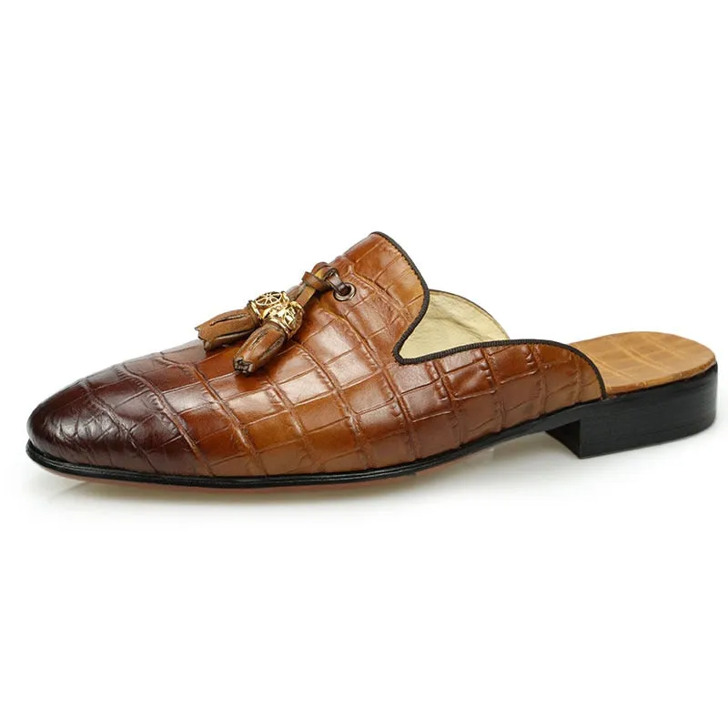 LuxeLeather CrocEmbossed Slip-on Dress Shoes