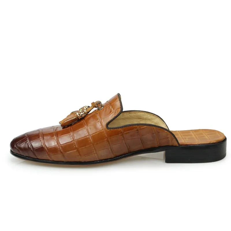 LuxeLeather CrocEmbossed Slip-on Dress Shoes