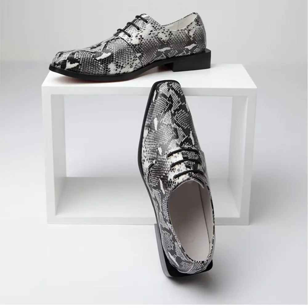 Luxury Serpent Square Toe Oxford Dress Shoes